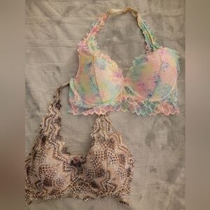 PINK Victoria's Secret Pastel and Zigzag Lace Bralette Duo